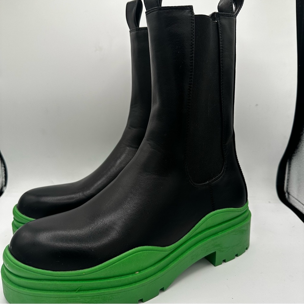 Azalea Wang green ghosted wavy chelsea ankle boots from dolls kill y2k